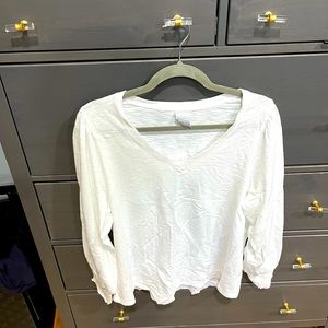 Chicos Whit Puff Sleeve Shirt L